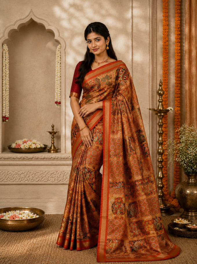 Lovers Court — Maharani Collection | Pichwai Inspired Ready-to-Wear Skirt Saree with Royal Court Motifs
