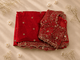 Red Zari Satin Saree with Floral Embroidered Border & Ready Stitched Matching Blouse | Premium Designer Wedding, Festive & Party Wear Saree for Women