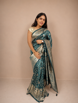 Blue Zari Banarasi Silk Saree with Traditional Design | Elegant Wedding, Festive, Reception & Party Wear Ethnic Saree for Women