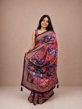 Godhaari Mirror Work Silk Saree with Matching Unstitched Blouse Piece | Premium Printed Designer Silk Saree for Festive, Wedding & Party Wear Women