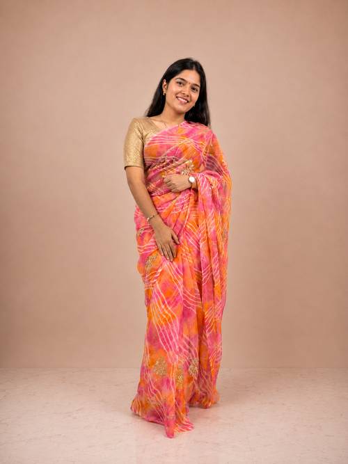 Rajwadi Chiffon Handwork Saree with Matching Unstitched Blouse Piece | Premium Lightweight Designer Festive & Wedding Wear Saree for Women