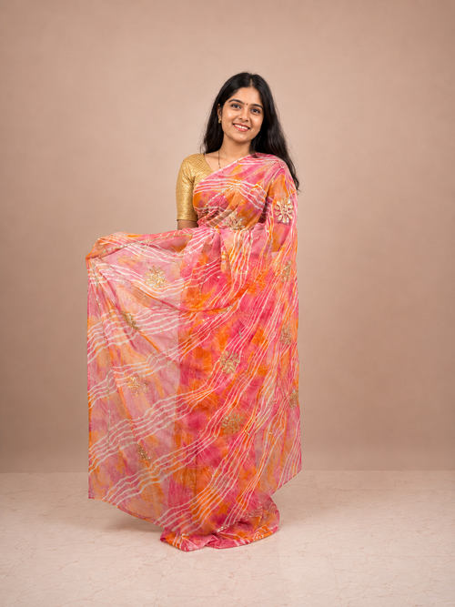 Rajwadi Chiffon Handwork Saree with Matching Unstitched Blouse Piece | Premium Lightweight Designer Festive & Wedding Wear Saree for Women