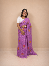 Purple Rose Cotton Blend Saree Ready-to-Wear Skirt Saree — Pre-Stitched with Attached Underskirt & Unstitched Blouse