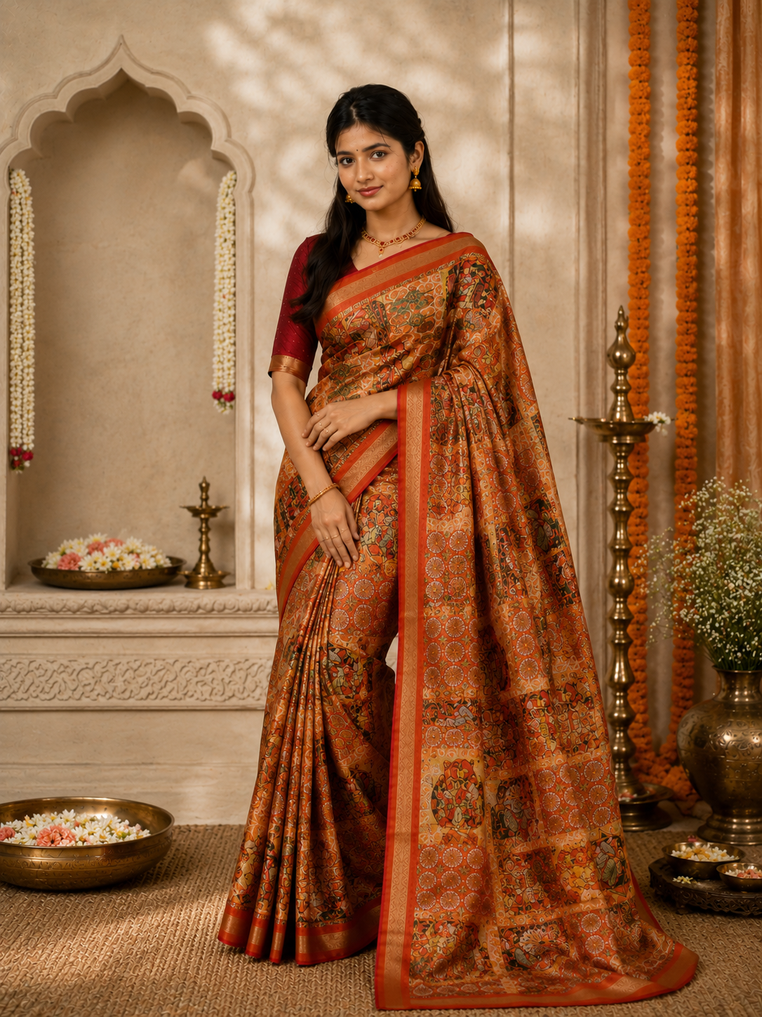 Lovers Court — Maharani Collection | Pichwai Inspired Ready-to-Wear Skirt Saree with Royal Court Motifs