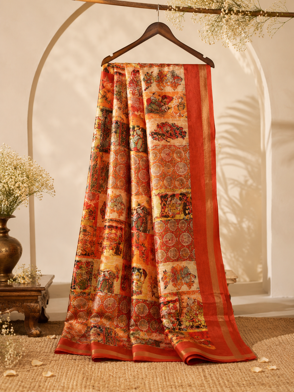 Lovers Court — Maharani Collection | Pichwai Inspired Ready-to-Wear Skirt Saree with Royal Court Motifs