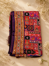 Godhaari Mirror Work Silk Saree with Matching Unstitched Blouse Piece | Premium Printed Designer Silk Saree for Festive, Wedding & Party Wear Women