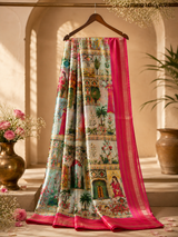 The Royal Touch — Maharani Collection | Royal Rajasthani Romance Ready-to-Wear Skirt Saree with Pink Zari Border