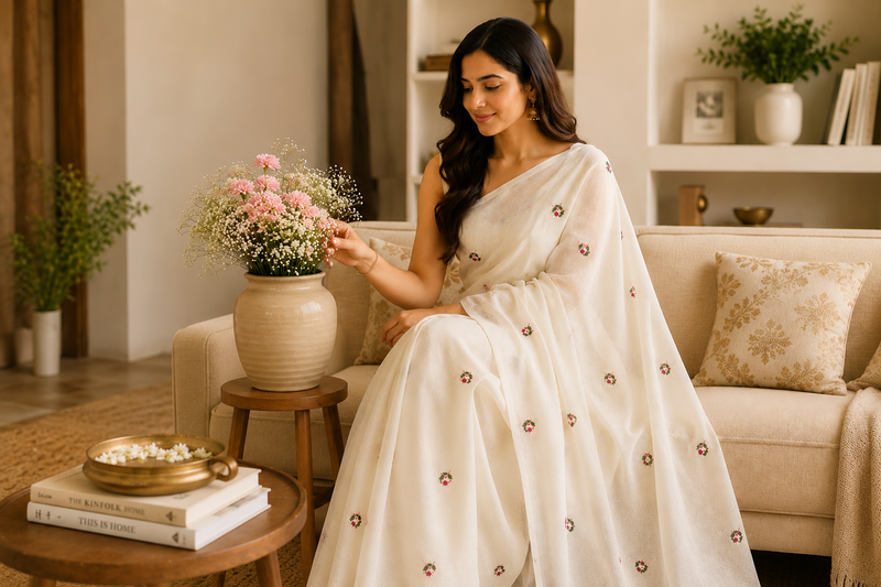 Sajmantra saree draped elegantly