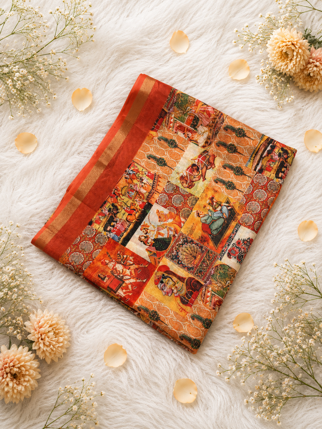 Lovers Court — Maharani Collection | Pichwai Inspired Ready-to-Wear Skirt Saree with Royal Court Motifs