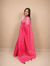 Pink Rose Cotton Blend Saree Ready-to-Wear Skirt Saree — Pre-Stitched with Attached Underskirt & Unstitched Blouse