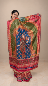 Rashmika Mandanna Inspired Viral Silk Satin Mirror Work Saree for Women | Celebrity-Inspired Party Wear, Wedding & Festive Saree